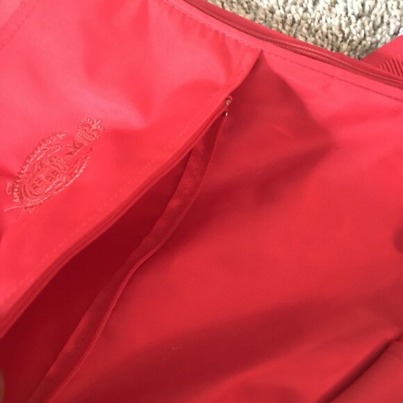 Vintage 1980s Liz Claiborne Purse Nylon Red Bag Crossbody Mid to Large FLAWS - Picture 8 of 12